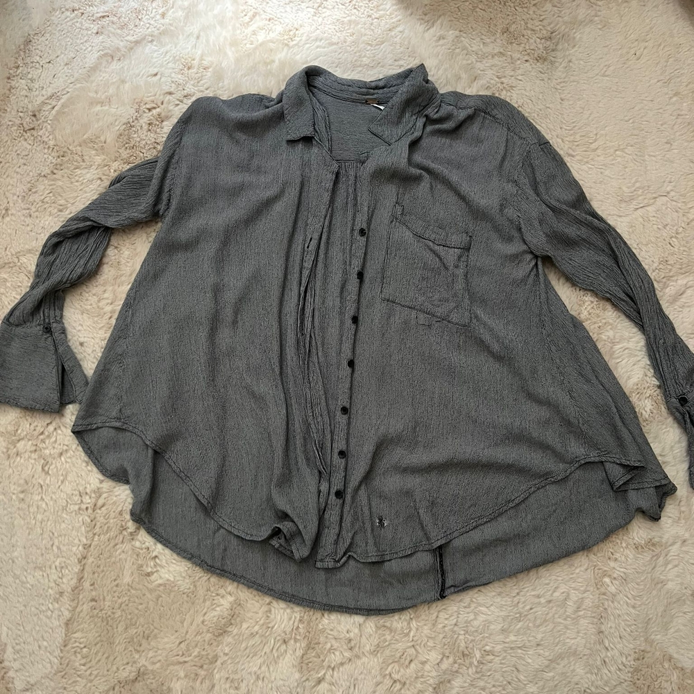 Free People Heathered Gray Knit Top